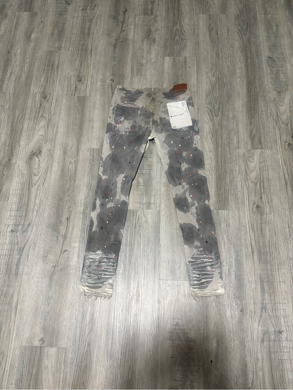Men's Grey Paint-Splatter Skinny Jeans